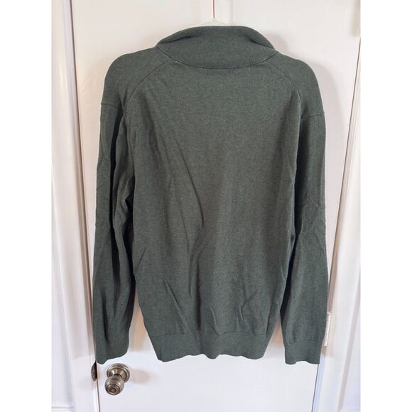 Banana Republic Premium 85% Cotton 15% Cashmere 1/4 Zip Green Sweater - Picture 3 of 3